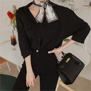 Flap-pocket 3/4-sleeve Shirt