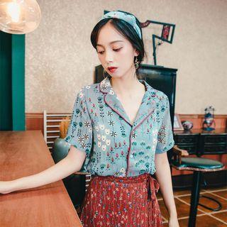 Set: Short-sleeve Print Shirt + Skirt