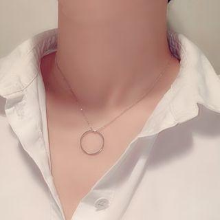 Alloy Hoop Pendant Necklace Silver - One Size