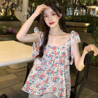 Tie-strap Floral Camisole Top
