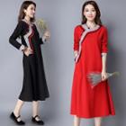Chinese Panel Long-sleeve Dress