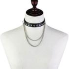 Alloy Chain & Studded Faux Leather Choker