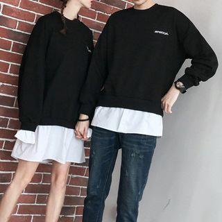 Couple Matching Mock Two-piece Sweatshirt / Mini Skirt / Set