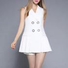Pleated Hem Double Breasted Vest