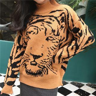 Mock Neck Tiger Sweater