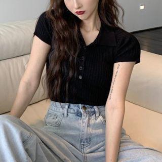 Short-sleeve Lapel Plain T-shirt