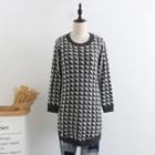 Patterned Oversized Sweater Black - One Size