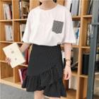 Gingham Pocket Short-sleeve T-shirt / Polka Dot A-line Skirt
