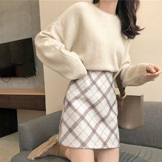 Set: Sweater + Plaid Mini Skirt