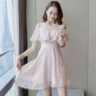 Cold-shoulder A-line Lace Cocktail Dress