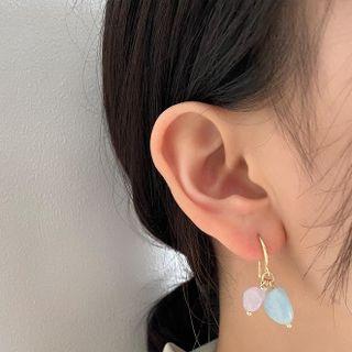 Faux Crystal Freshwater Pearl Dangle Earring 1 Pair - Purple & Light Blue Faux Pearl - Gold - One Size