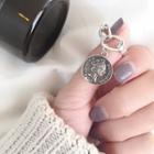 925 Sterling Silver Coin Open Ring K380 - Gunmetal - One Size