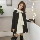 Beribboned Two-tone Poncho