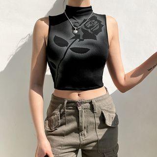 Sleeveless Rose Print Top