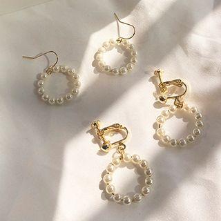 Faux Pearl Circle Dangle Earring