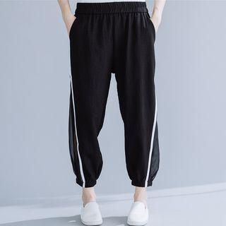 Band-waist Mesh Panel Sweatpants