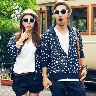Star Print Couple Zip Light Jacket
