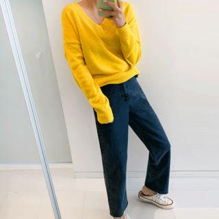 High-waist Washed Wide-leg Pants