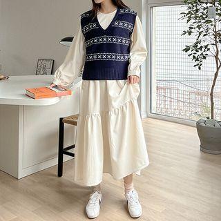 Keyhole-back Tie-side Tiered Long Dress