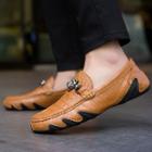 Genuine-leather Buckled Croc Grain Loafers