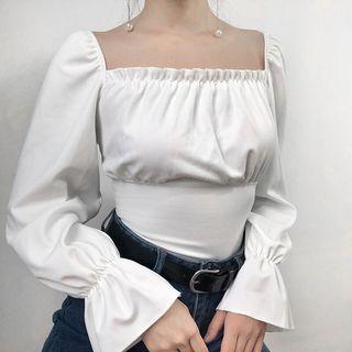 Square Neck Lace-up Blouse