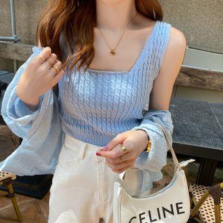 Square-neck Knit Tank Top In 8 Colors