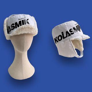 Lettering Print Fluffy-lined Earflap Hat