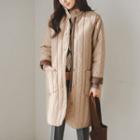 Stand-collar Snap-button Quilted Coat