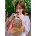 Cherry Pie By Leegong Rattan Tote With Ribbon Red - One Size
