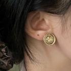 Flower Disc Stud Earring 1892a - 1 Pair - Flower Earring - Gold - One Size