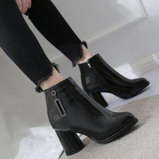 Pointed Chunky-heel Ankle Boots