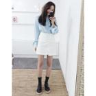 Asymmetric-hem A-line Cotton Skirt