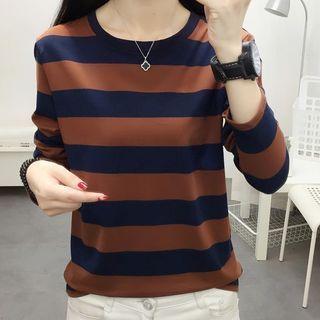 Long-sleeve Stripe Loose Fit T-shirt