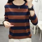 Long-sleeve Stripe Loose Fit T-shirt