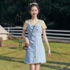 Spaghetti Strap Denim Mini Pinafore Dress