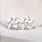 925 Sterling Silver Rhinestone Star Earring Platinum Plating - One Size