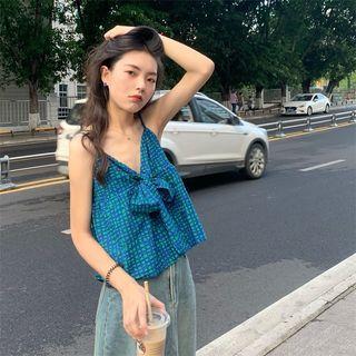 Plaid Bow Accent Camisole Top