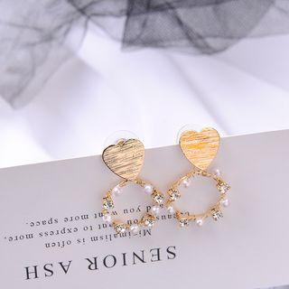 Faux Pearl Hoop Drop Earring 1 Pair - As Shown In Figure - One Size