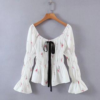 Floral Ribbon Accent Blouse