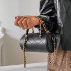 Quilted Cylinder Hand Bag With Strap Black - One Size