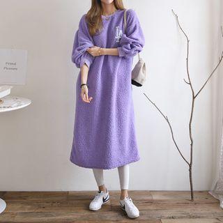 Letter Print Fleece Dress