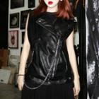 Faux Leather Vest Black - One Size