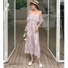 Printed Off-shoulder Midi Sundress
