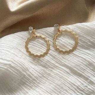 Rhinestone Alloy Wavy Hoop Earring 1 Pair - Gold - One Size