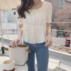 Short-sleeve Shirred-front Blouse