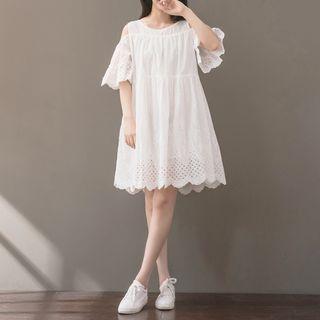 Short-sleeve Cutout Eyelet-lace Dress