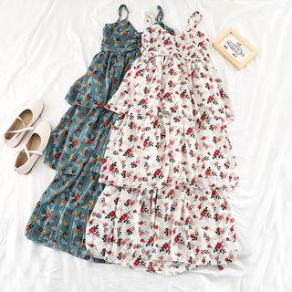 Floral Spaghetti Strap Tiered Dress