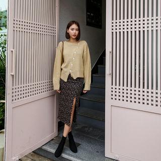 Slit Leopard Long Pencil Skirt