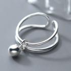 Bead Layered Sterling Silver Open Ring Silver - One Size