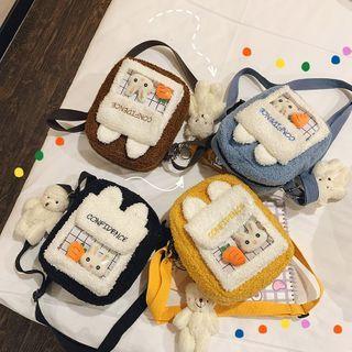 Pvc Panel Two-tone Fluffy Crossbody Bag